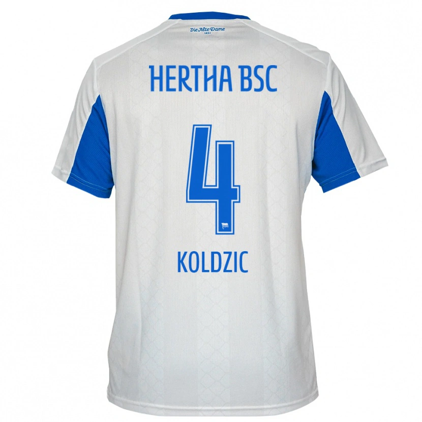 Danxen Dětské Denis Koldzic #4 Bílá Modrá Daleko Hráčské Dresy 2025/26 Dres