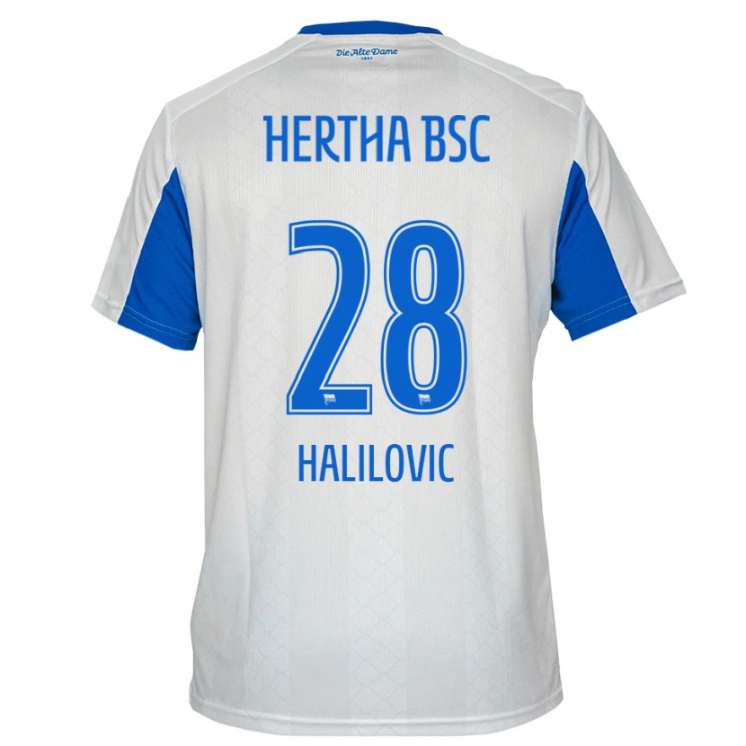 Danxen Dětské Din Halilovic #28 Bílá Modrá Daleko Hráčské Dresy 2025/26 Dres