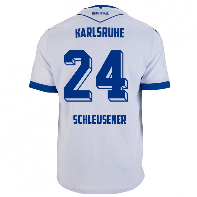 Danxen Dětské Fabian Schleusener #24 Bílá Modrá Daleko Hráčské Dresy 2025/26 Dres