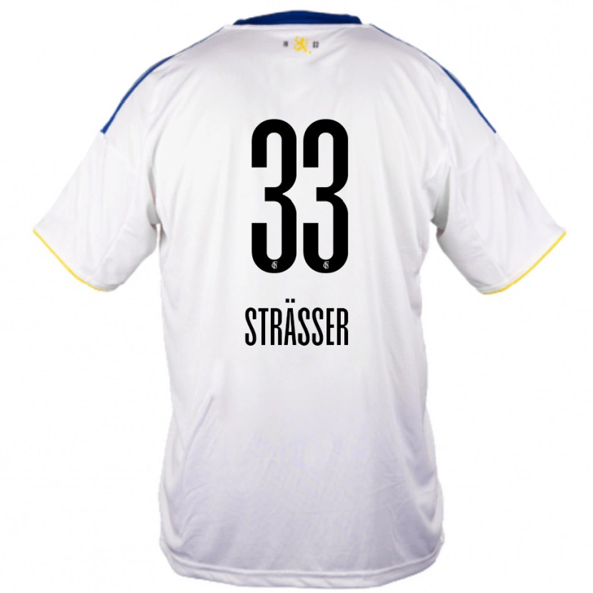 Danxen Dětské Jannick Strässer #33 Bílá Modrá Žlutá Daleko Hráčské Dresy 2025/26 Dres