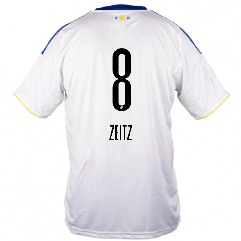 Danxen Dětské Manuel Zeitz #8 Bílá Modrá Žlutá Daleko Hráčské Dresy 2025/26 Dres