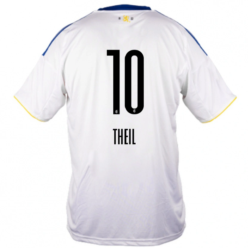Danxen Dětské Larissa Theil #10 Bílá Modrá Žlutá Daleko Hráčské Dresy 2025/26 Dres