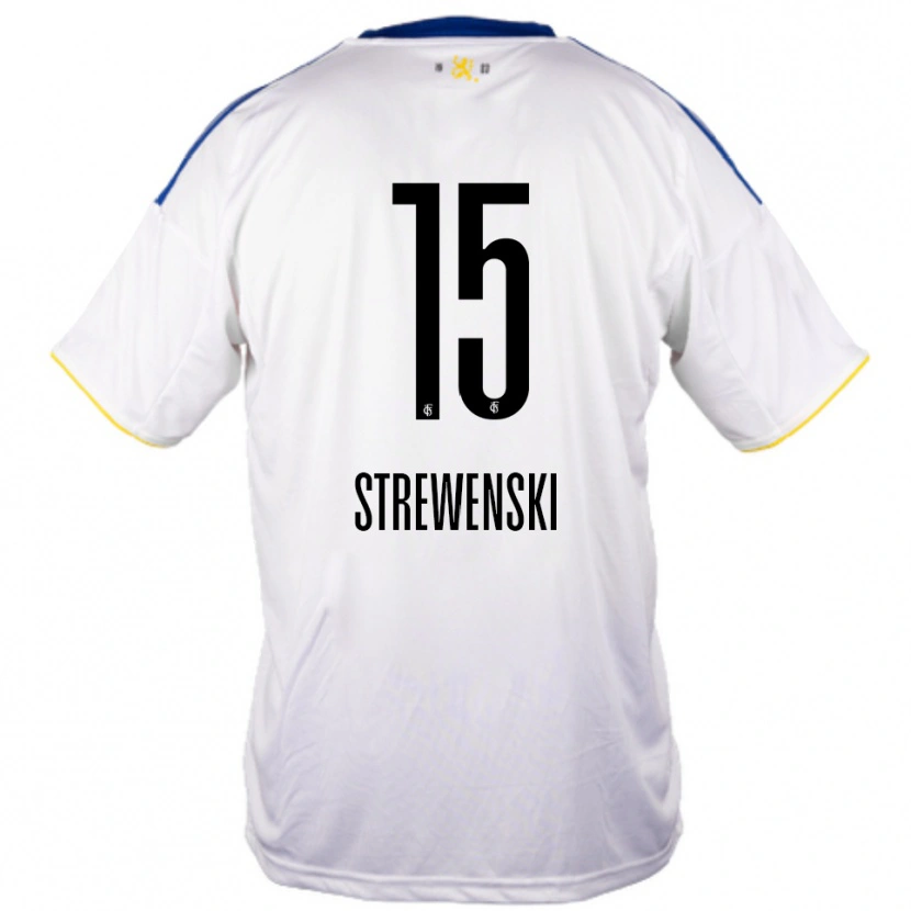 Danxen Dětské Lukas Strewenski #15 Bílá Modrá Žlutá Daleko Hráčské Dresy 2025/26 Dres