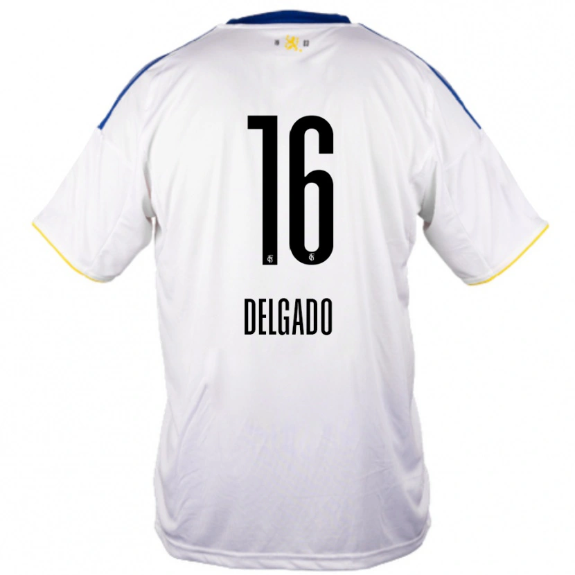 Danxen Dětské Thierry Delgado #16 Bílá Modrá Žlutá Daleko Hráčské Dresy 2025/26 Dres