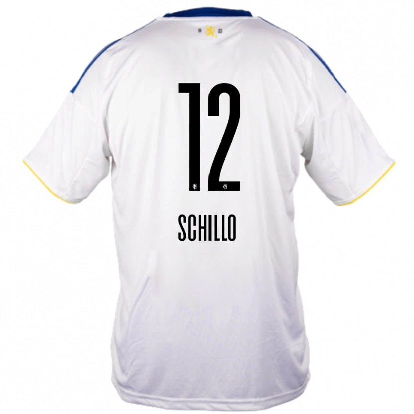 Danxen Dětské Jule Schillo #12 Bílá Modrá Žlutá Daleko Hráčské Dresy 2025/26 Dres