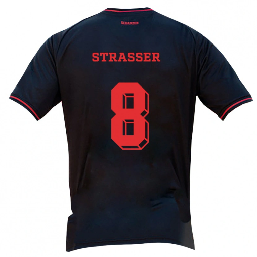 Danxen Dětské Vincent Straßer #8 Černá Červená Bílá Daleko Hráčské Dresy 2025/26 Dres
