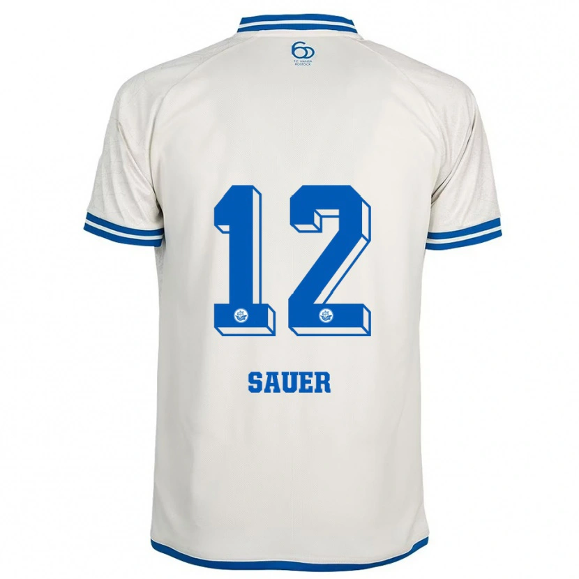 Danxen Dětské John-Lukas Sauer #12 Bílá Modrá Daleko Hráčské Dresy 2025/26 Dres