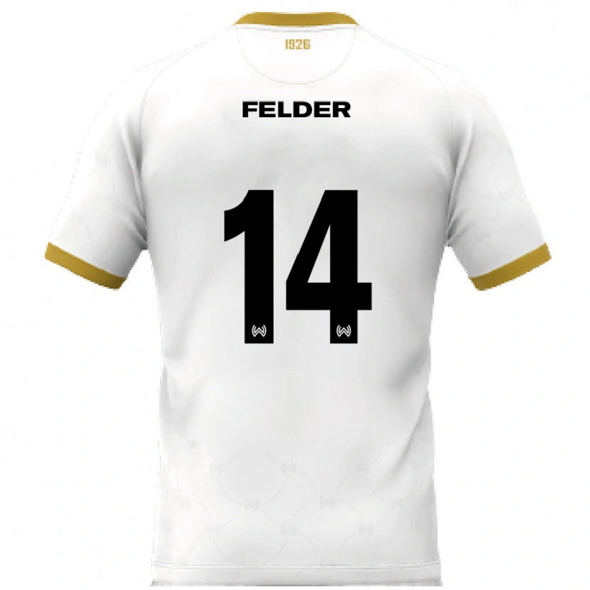Danxen Dětské Mohamed Felder #14 Bílá Zlatá Daleko Hráčské Dresy 2025/26 Dres