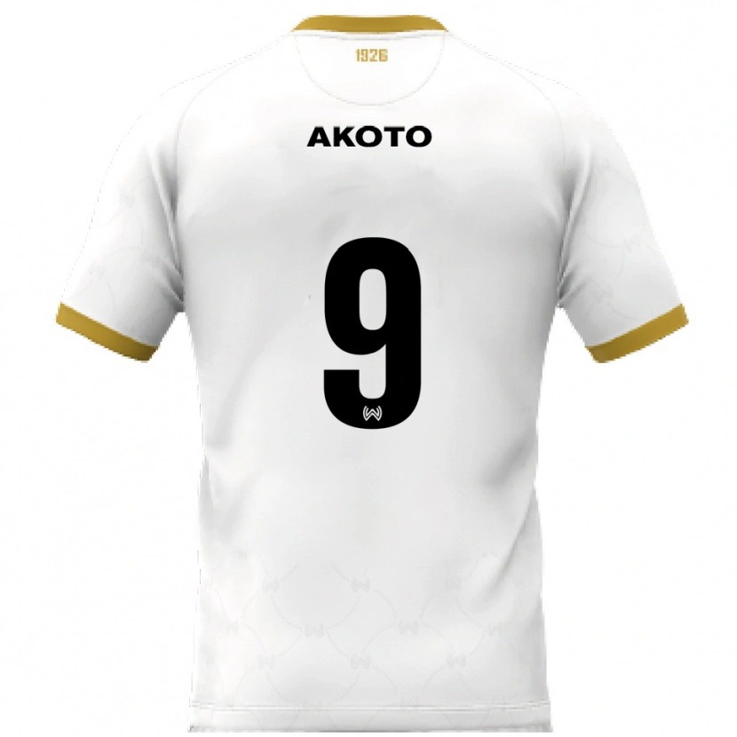 Danxen Dětské Theophilus Akoto #9 Bílá Zlatá Daleko Hráčské Dresy 2025/26 Dres