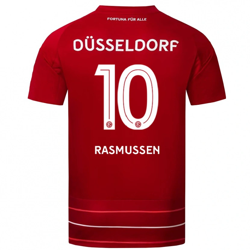 Danxen Pánské Christian Rasmussen #10 Červená Bílá Domů Hráčské Dresy 2025/26 Dres