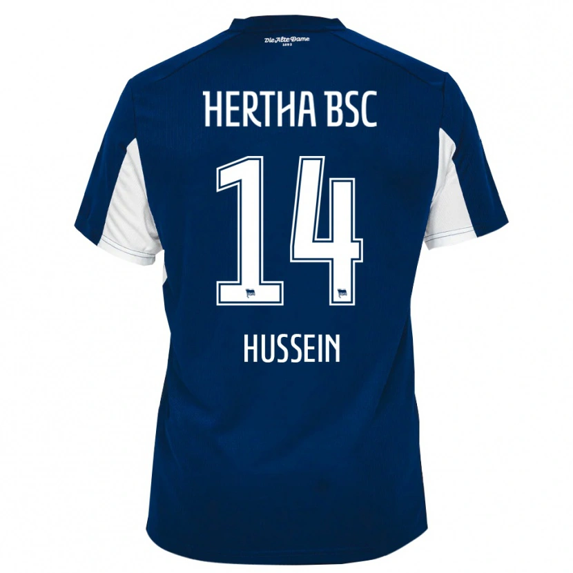 Danxen Pánské Bilal Hussein #14 Bílá Modrá Domů Hráčské Dresy 2025/26 Dres