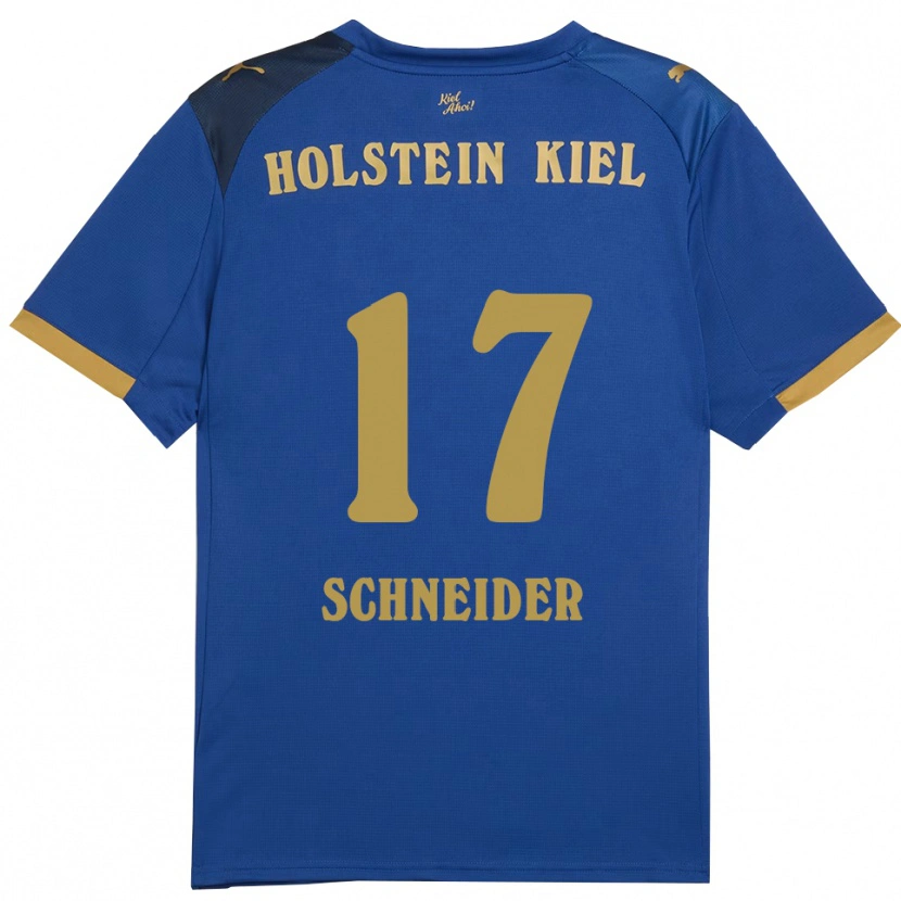 Danxen Pánské Aaron Schneider #17 Modrá Zlatá Domů Hráčské Dresy 2025/26 Dres
