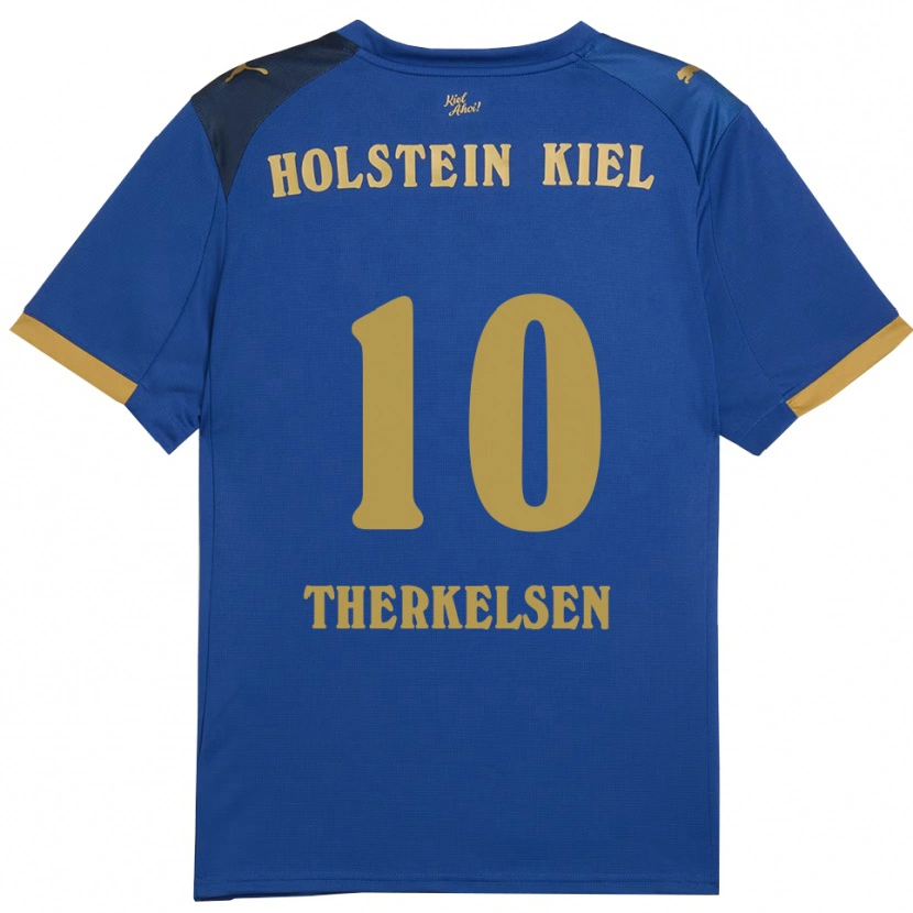 Danxen Pánské Jonas Therkelsen #10 Modrá Zlatá Domů Hráčské Dresy 2025/26 Dres