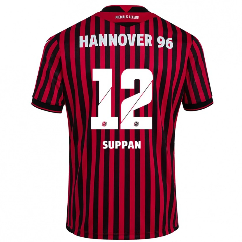 Danxen Pánské Jannik Suppan #12 Červená Černá Domů Hráčské Dresy 2025/26 Dres