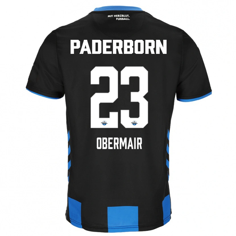 Danxen Pánské Raphael Obermair #23 Černá Modrá Domů Hráčské Dresy 2025/26 Dres