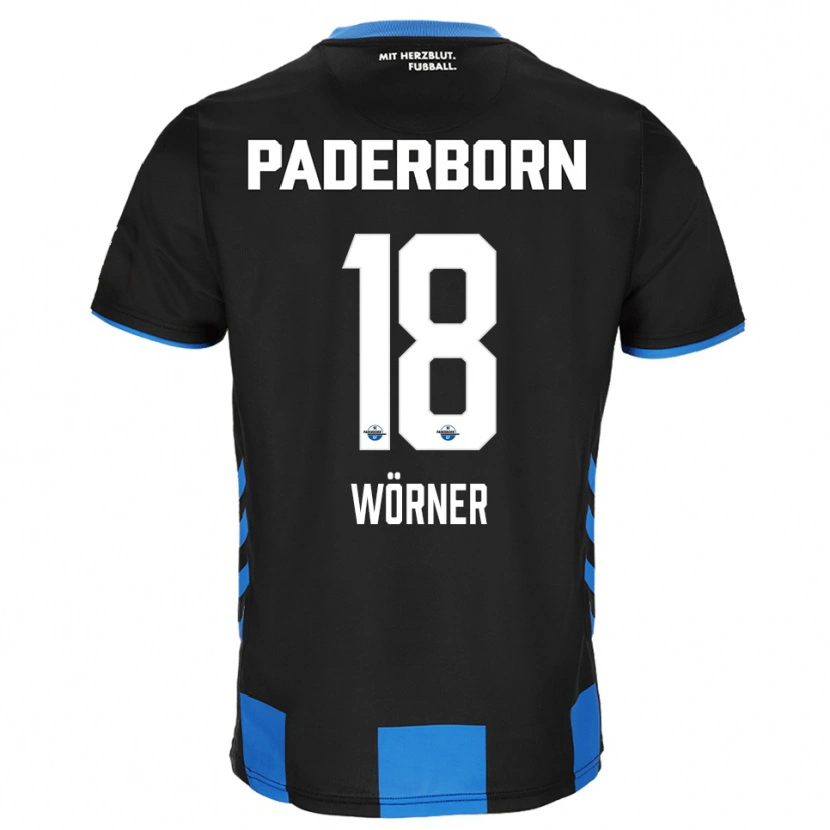 Danxen Pánské Marco Wörner #18 Černá Modrá Domů Hráčské Dresy 2025/26 Dres