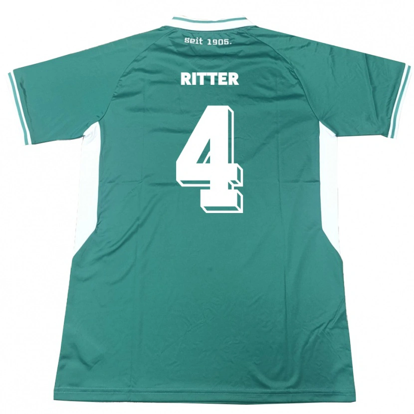Danxen Pánské David Ritter #4 Zelená Bílá Domů Hráčské Dresy 2025/26 Dres