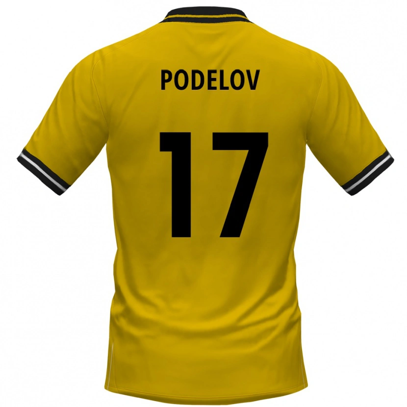 Danxen Pánské David Podelov #17 Žlutá Černá Domů Hráčské Dresy 2025/26 Dres