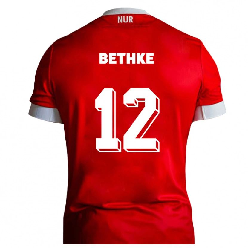 Danxen Pánské Elias Bethke #12 Červená Bílá Domů Hráčské Dresy 2025/26 Dres