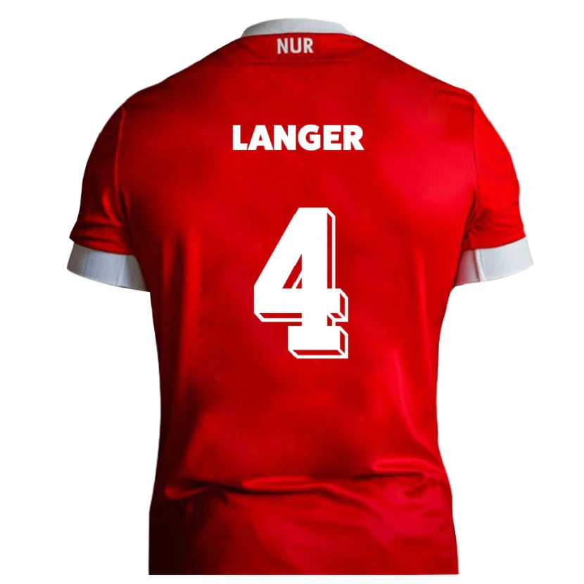 Danxen Pánské Phillip Langer #4 Červená Bílá Domů Hráčské Dresy 2025/26 Dres