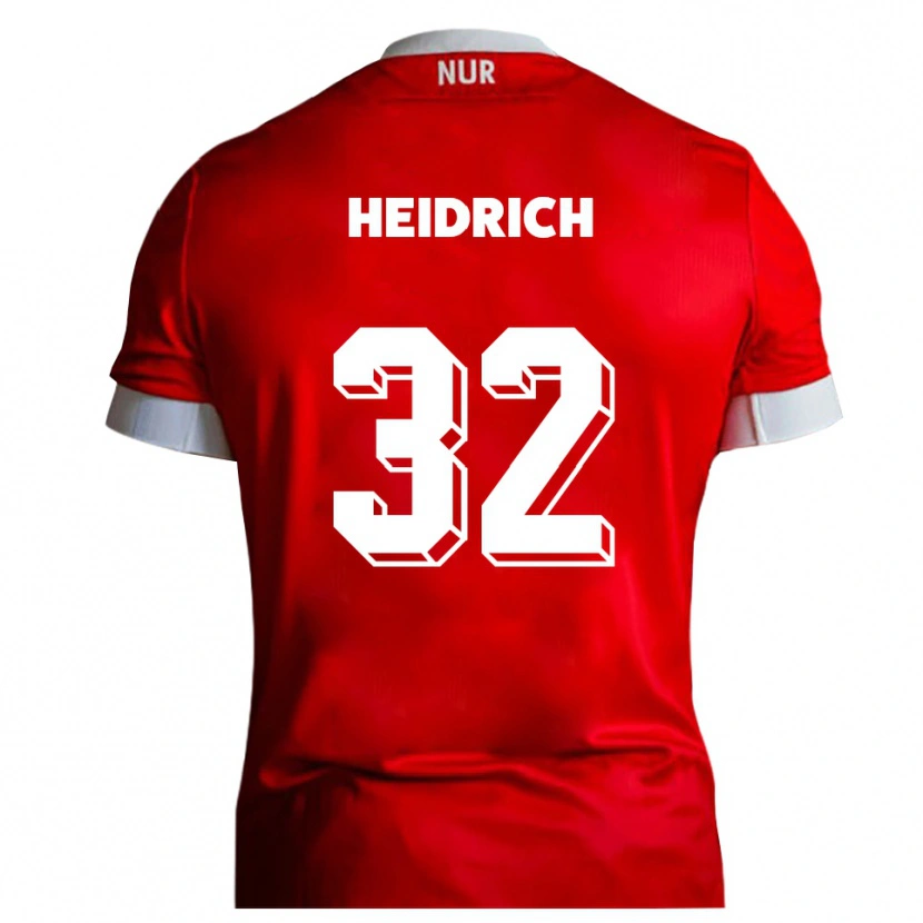 Danxen Pánské Finn Heidrich #32 Červená Bílá Domů Hráčské Dresy 2025/26 Dres