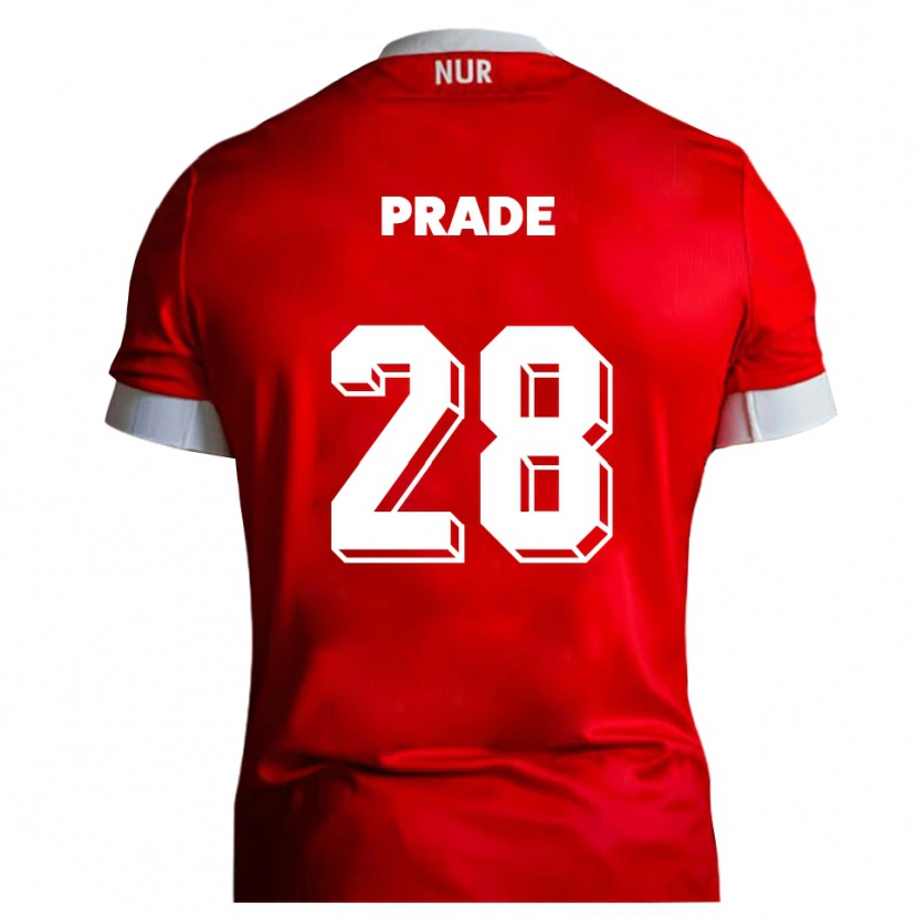 Danxen Pánské Adrian Prade #28 Červená Bílá Domů Hráčské Dresy 2025/26 Dres