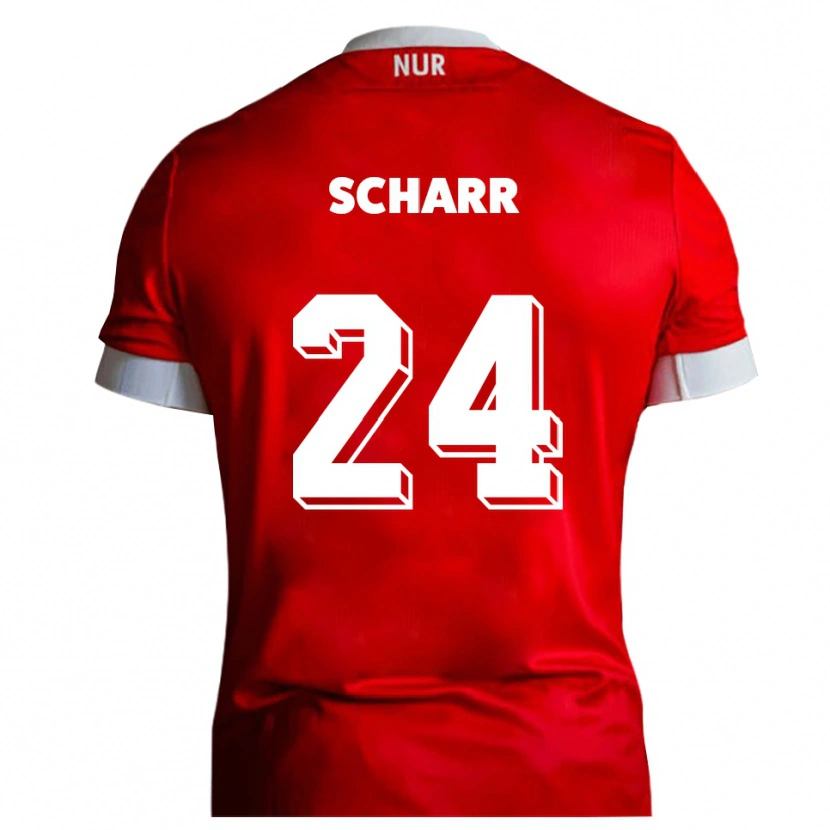 Danxen Pánské Janne Scharr #24 Červená Bílá Domů Hráčské Dresy 2025/26 Dres