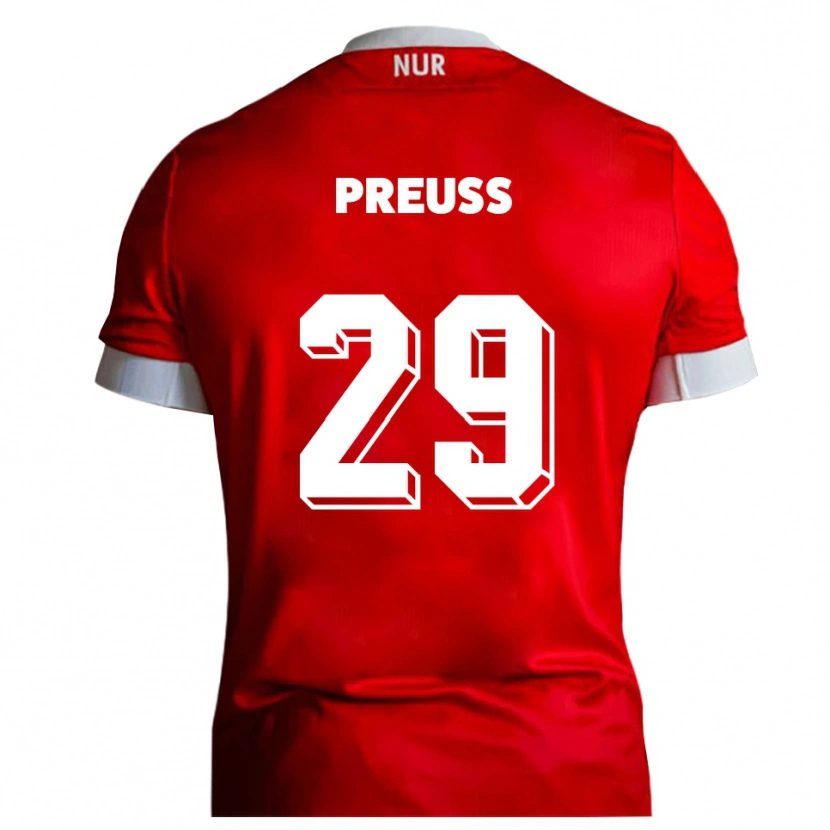 Danxen Pánské Marlon Preuß #29 Červená Bílá Domů Hráčské Dresy 2025/26 Dres