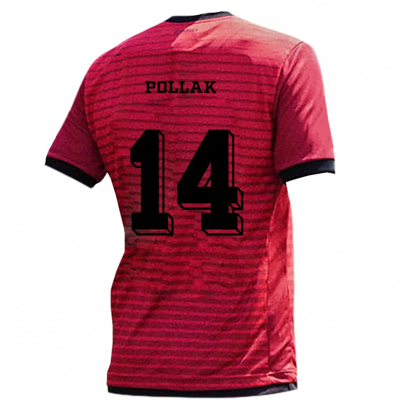 Danxen Pánské Florian Pollak #14 Červená Černá Domů Hráčské Dresy 2025/26 Dres