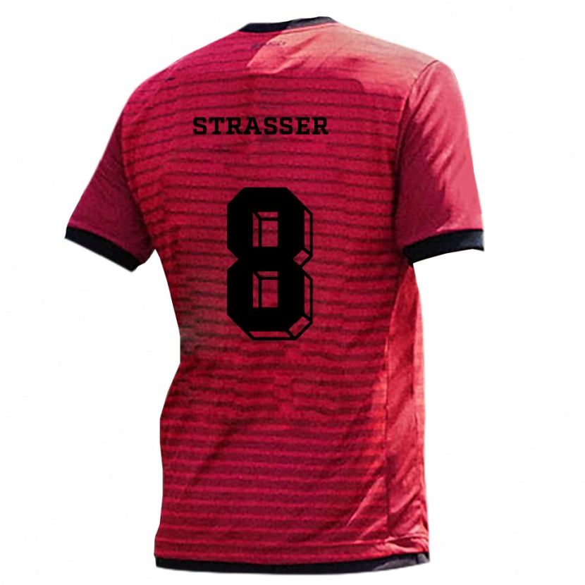 Danxen Pánské Vincent Straßer #8 Červená Černá Domů Hráčské Dresy 2025/26 Dres