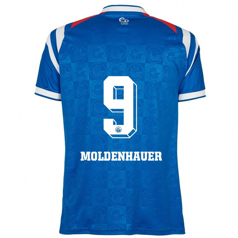 Danxen Pánské Max Moldenhauer #9 Modrá Bílá Červená Domů Hráčské Dresy 2025/26 Dres