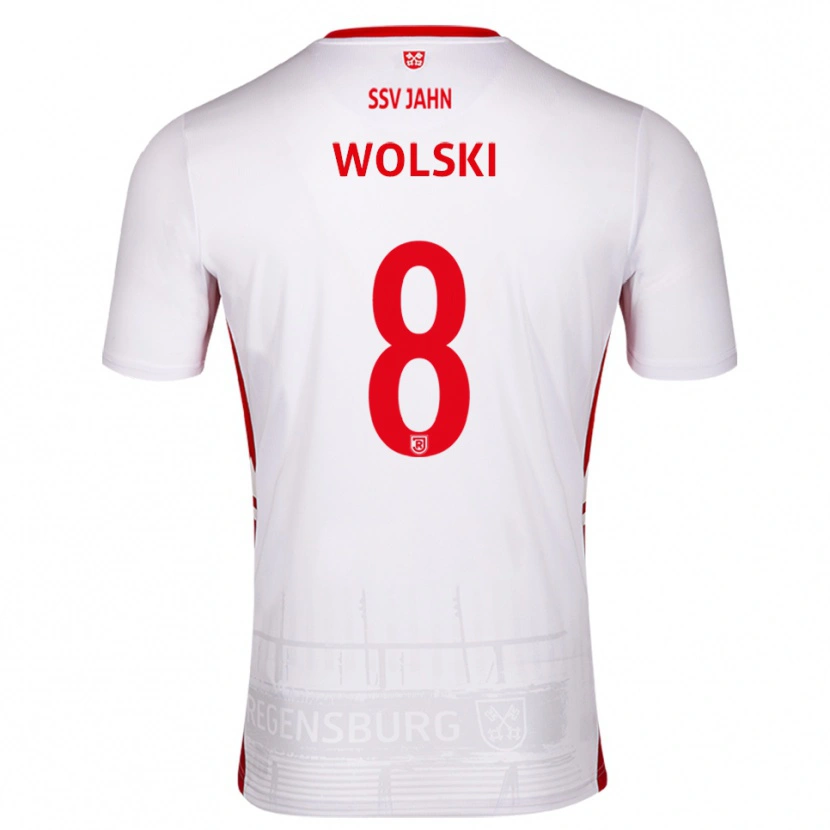 Danxen Pánské Oliver Wolski #8 Bílá Červená Domů Hráčské Dresy 2025/26 Dres
