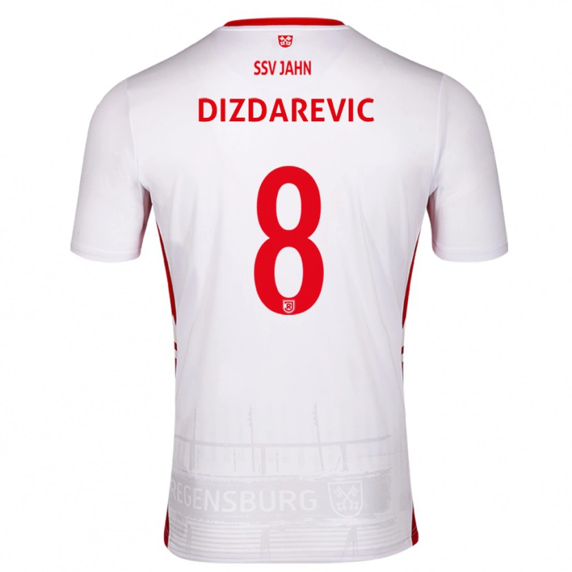 Danxen Pánské Arian Dizdarevic #8 Bílá Červená Domů Hráčské Dresy 2025/26 Dres