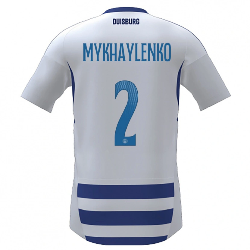Danxen Pánské Nazar Mykhaylenko #2 Bílá Modrá Domů Hráčské Dresy 2025/26 Dres