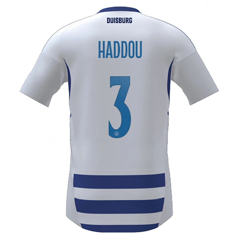 Danxen Pánské Reda Haddou #3 Bílá Modrá Domů Hráčské Dresy 2025/26 Dres