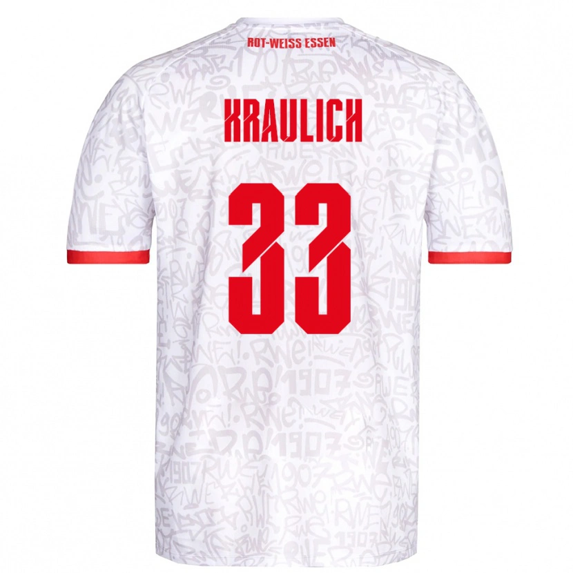 Danxen Pánské Tobias Kraulich #33 Bílá Červená Domů Hráčské Dresy 2025/26 Dres