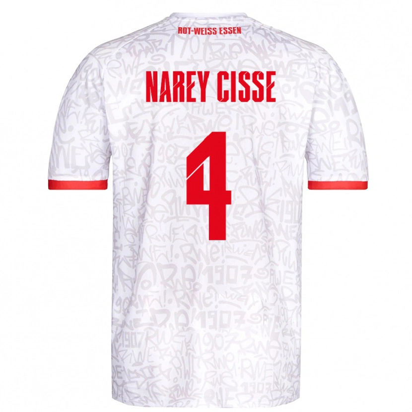 Danxen Pánské Ibrahim Narey Cisse #4 Bílá Červená Domů Hráčské Dresy 2025/26 Dres