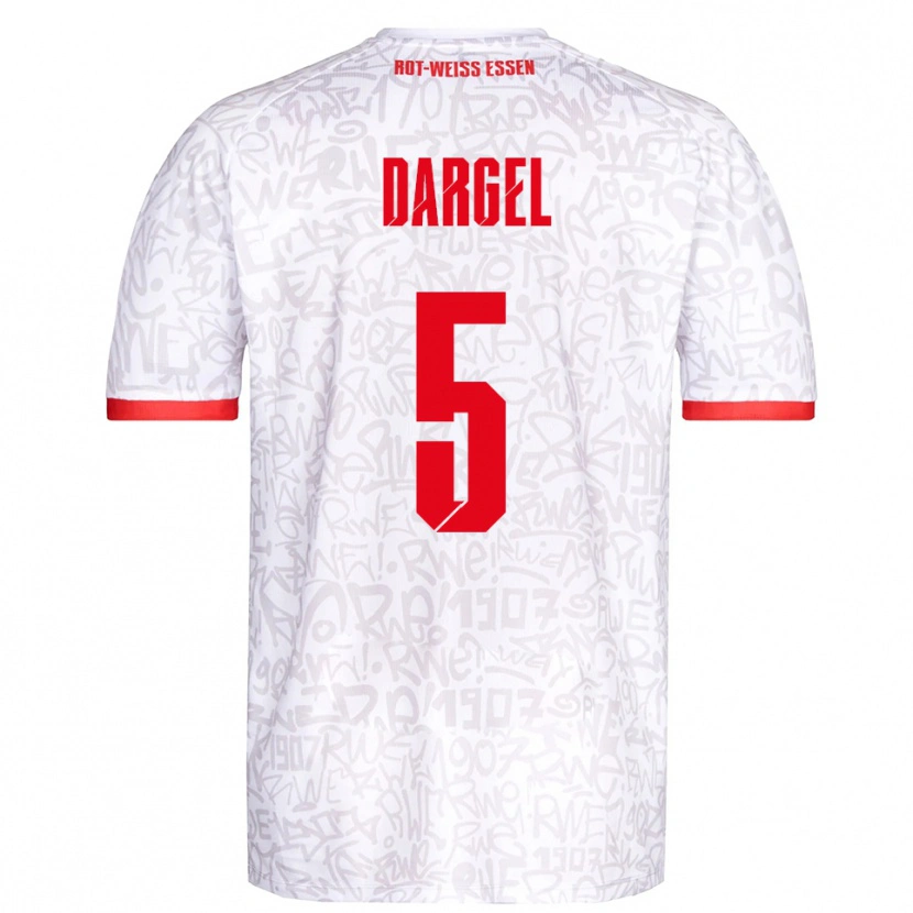 Danxen Pánské Timo Dargel #5 Bílá Červená Domů Hráčské Dresy 2025/26 Dres
