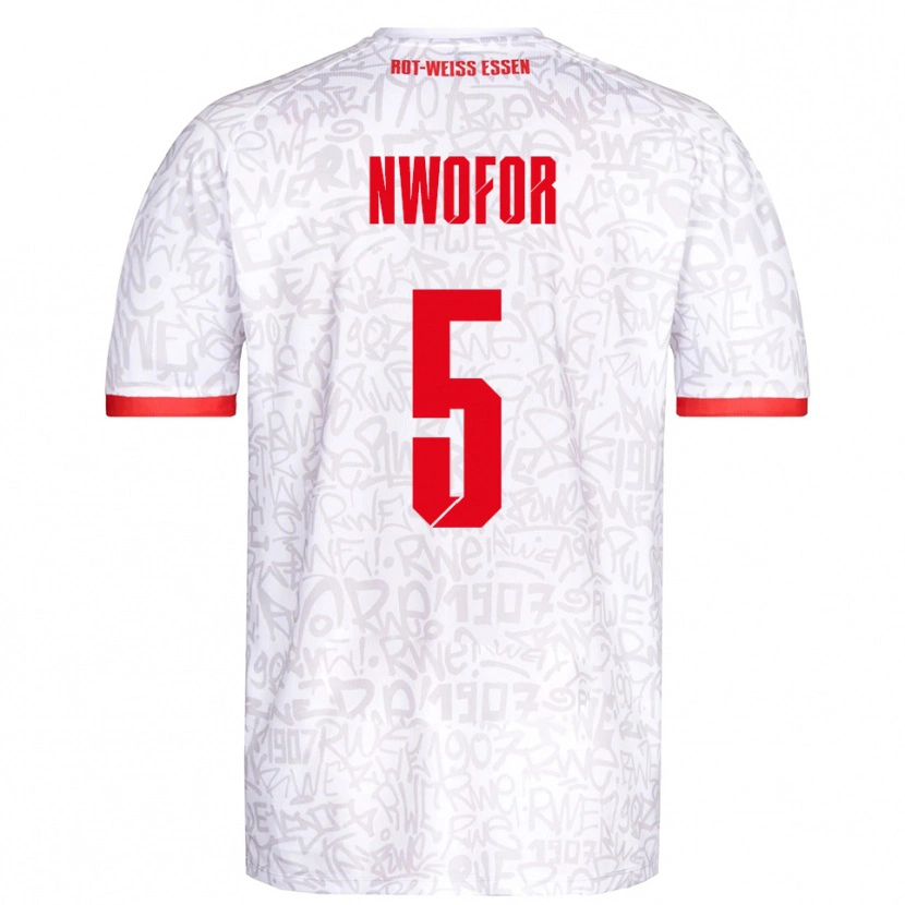 Danxen Pánské Jamie Nwofor #5 Bílá Červená Domů Hráčské Dresy 2025/26 Dres