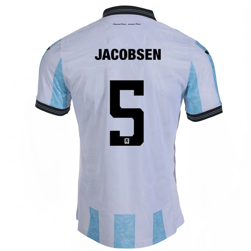 Danxen Pánské Thore Jacobsen #5 Bílá Nebesky Modrá Domů Hráčské Dresy 2025/26 Dres