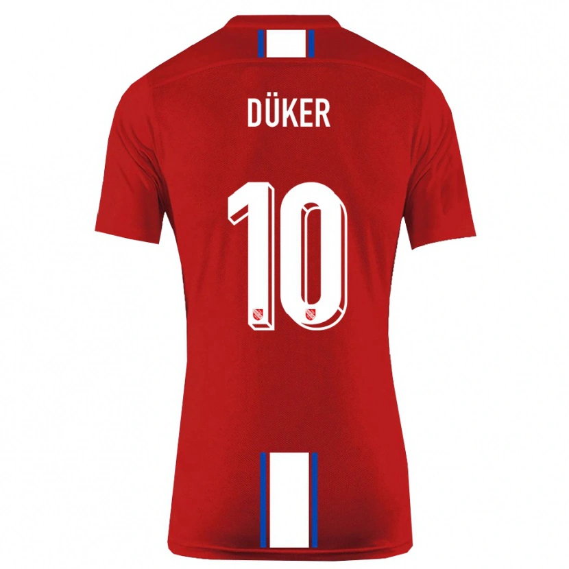 Danxen Pánské Julius Düker #10 Červená Bílá Domů Hráčské Dresy 2025/26 Dres
