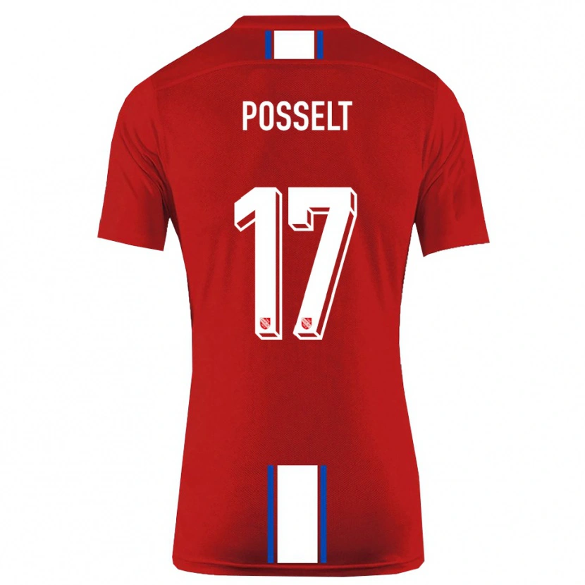 Danxen Pánské John Posselt #17 Červená Bílá Domů Hráčské Dresy 2025/26 Dres
