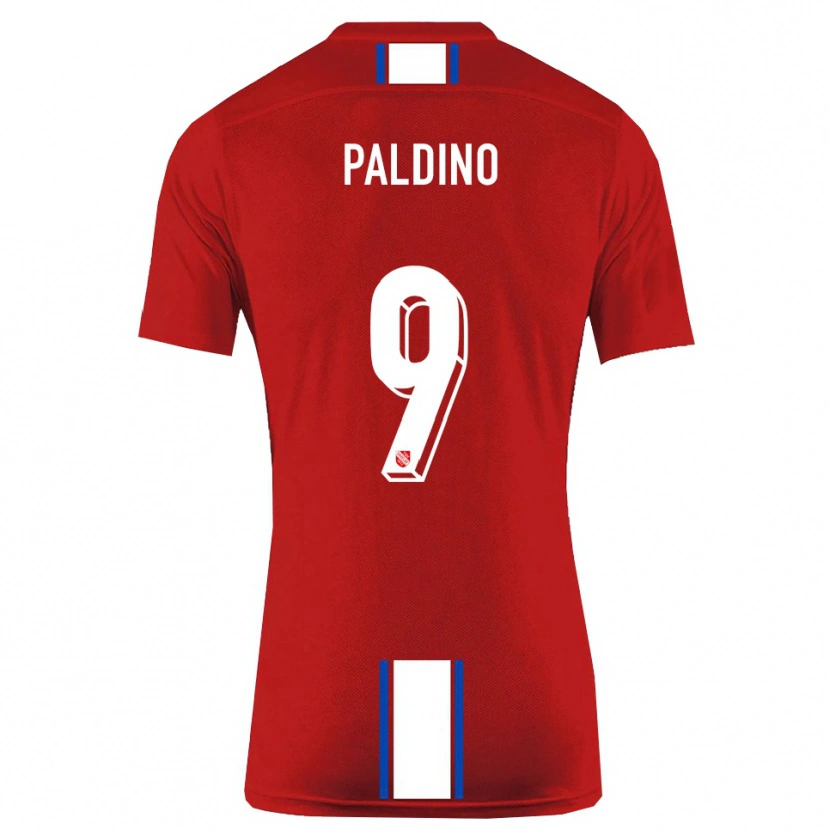 Danxen Pánské Lorenzo Paldino #9 Červená Bílá Domů Hráčské Dresy 2025/26 Dres