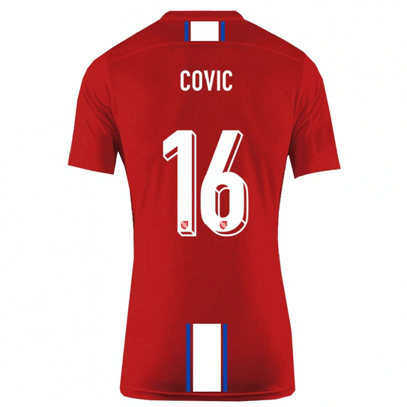 Danxen Pánské Rayen Covic #16 Červená Bílá Domů Hráčské Dresy 2025/26 Dres