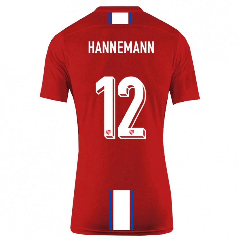 Danxen Pánské Sören Hannemann #12 Červená Bílá Domů Hráčské Dresy 2025/26 Dres
