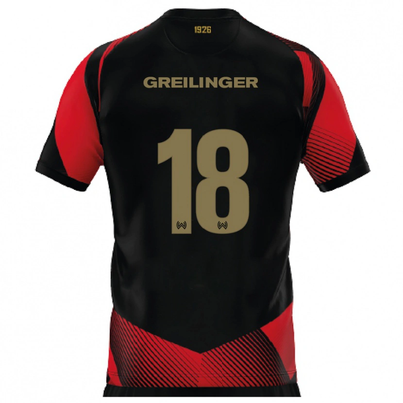 Danxen Pánské Fabian Greilinger #18 Černá Červená Domů Hráčské Dresy 2025/26 Dres
