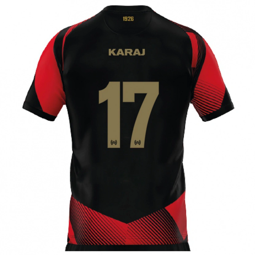 Danxen Pánské Eraldo Karaj #17 Černá Červená Domů Hráčské Dresy 2025/26 Dres