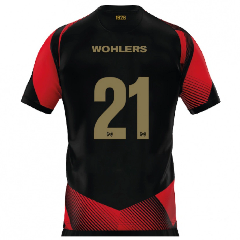 Danxen Pánské Ole Wohlers #21 Černá Červená Domů Hráčské Dresy 2025/26 Dres