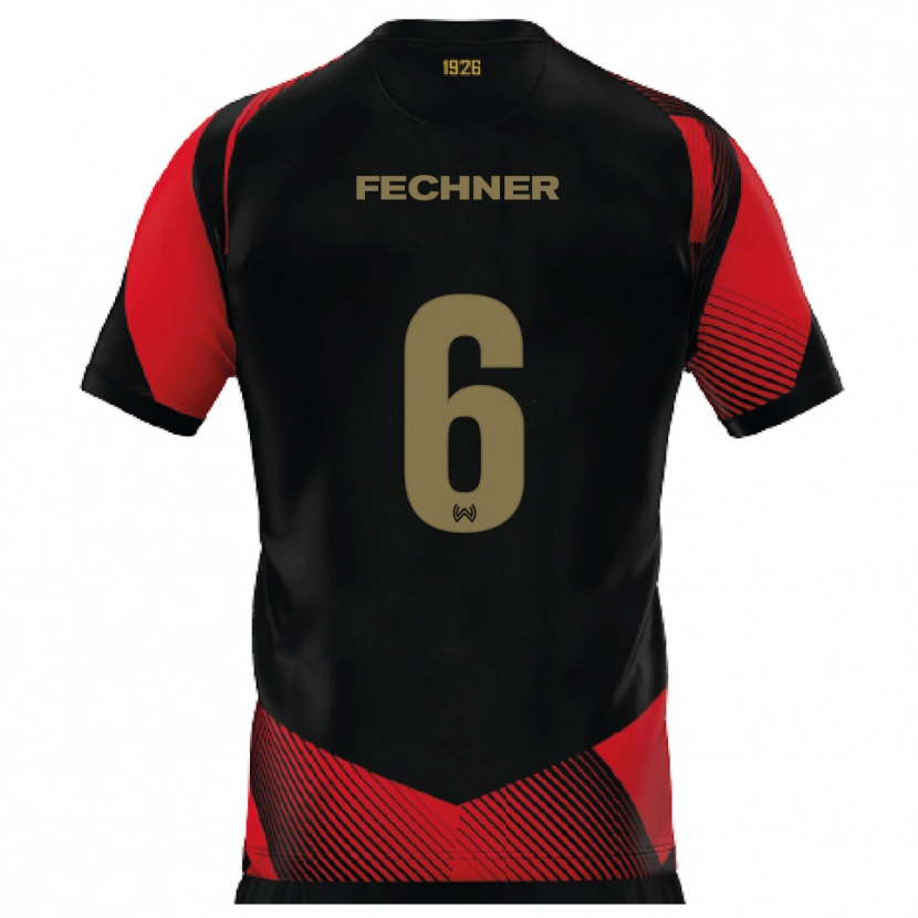 Danxen Pánské Gino Fechner #6 Černá Červená Domů Hráčské Dresy 2025/26 Dres