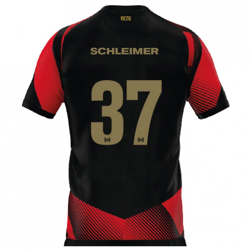 Danxen Pánské Lukas Schleimer #37 Černá Červená Domů Hráčské Dresy 2025/26 Dres